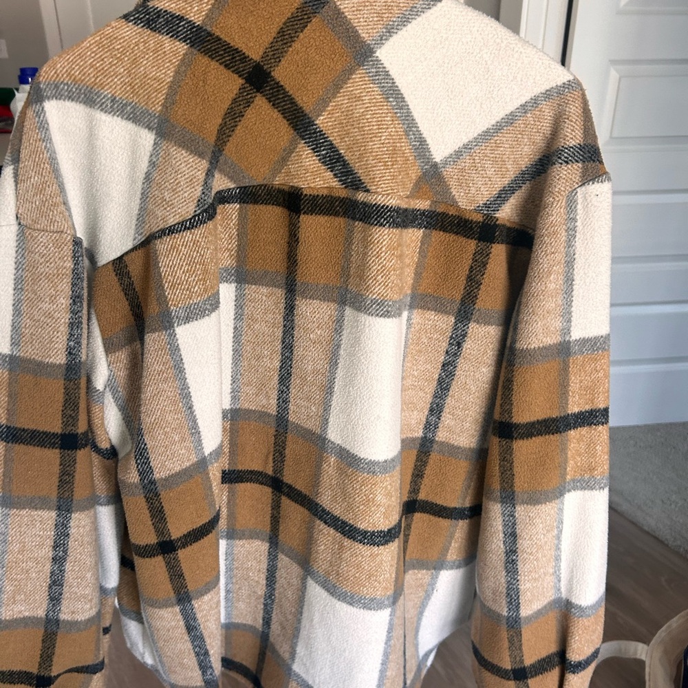 Plaid Tan and Black Women's Jacket